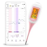 Basalthermometer Fruchtbarkeitsthermometer Bluetooth zur Zykluskontrolle/Kinderwunsch mit Premom APP von Easy@Home, Thermometer mit Auto BBT Sync, Oranger Hintergrundbeleuchtung LCD-Anzeige, BT-A31