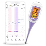 Easy@Home Basalthermometer Fruchtbarkeitsthermometer zur Zykluskontrolle und Eisprung-Tracking mit Premom APP, Digitales Thermometer mit blauer Hintergrundbeleuchtung LCD-Anzeige (Bluetooth Violett)